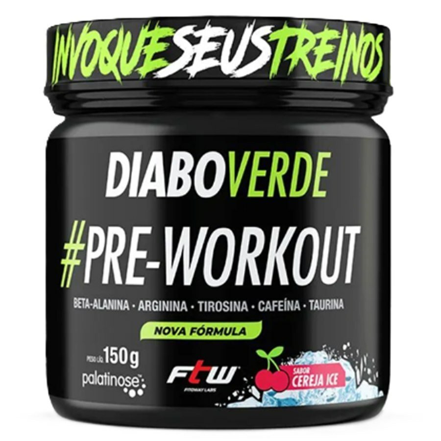 large-638778269940361793-829810.jpg Pré-Workout Diabo Verde Sabor Cereja Ice Fitoway 150g - Imagem 1
