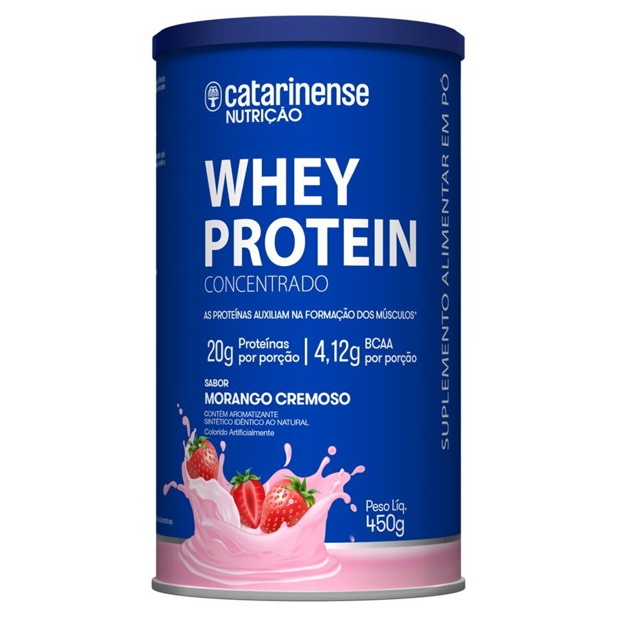 Whey Protein Concentrado Sabor Morango 450g - Catarinense